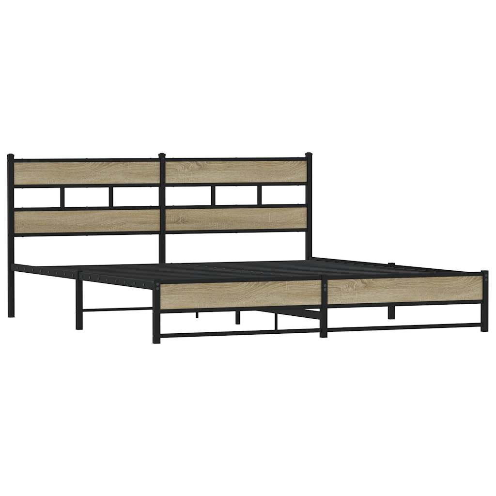 Sengeramme i metall uten madrass sonoma eik 180x200 cm