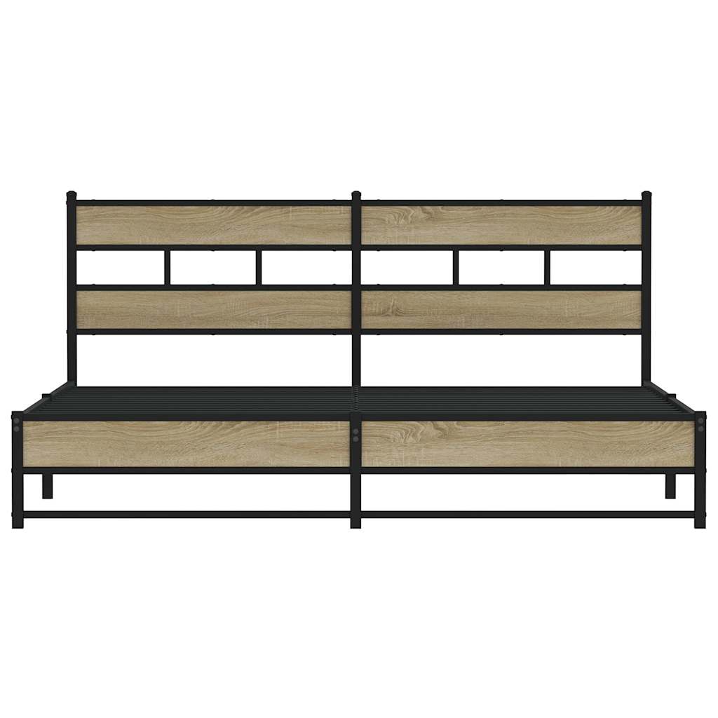 Sengeramme i metall uten madrass sonoma eik 180x200 cm
