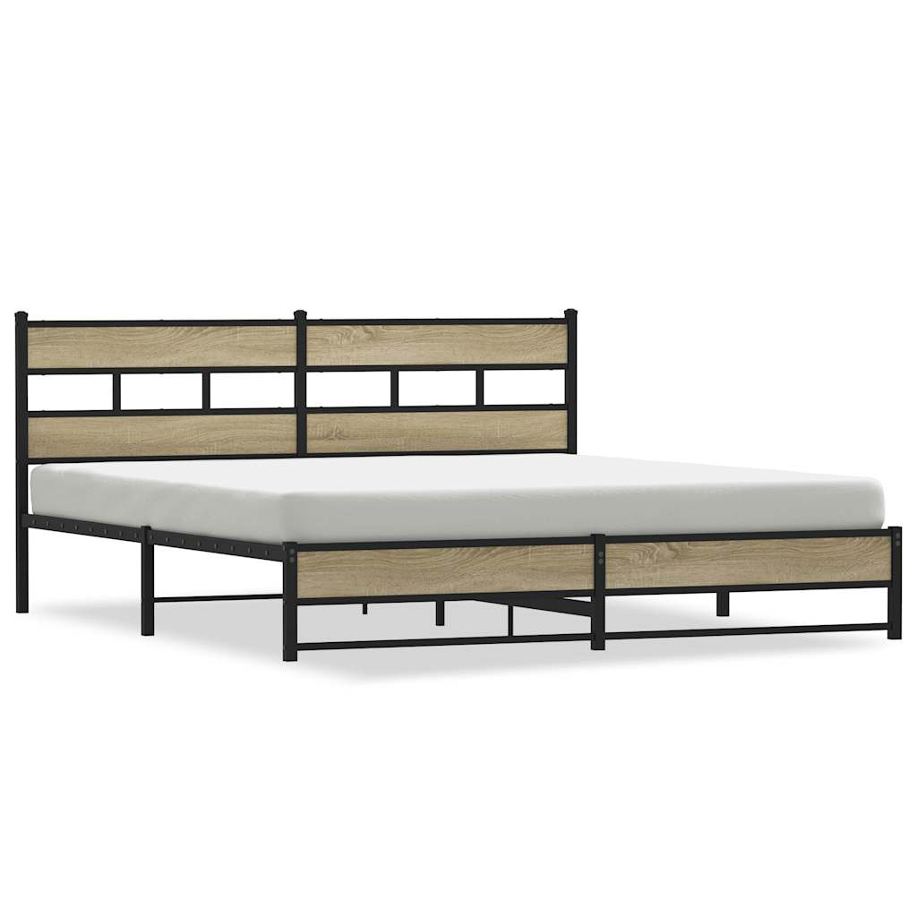 Sengeramme i metall uten madrass sonoma eik 193x203 cm