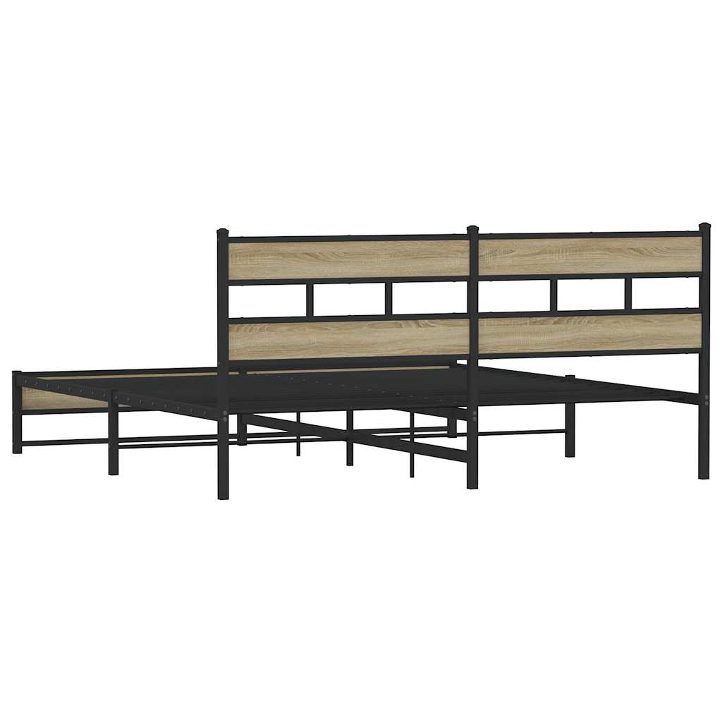 Sengeramme i metall uten madrass sonoma eik 200x200 cm