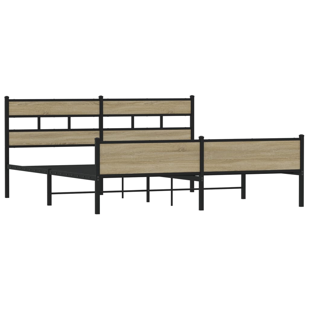 Sengeramme i metall uten madrass sonoma eik 193x203 cm