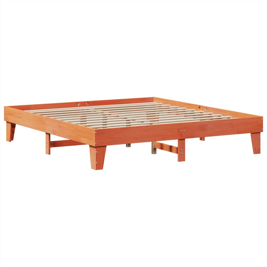 Sengeramme uten madrass voksbrun 200x200 cm heltre furu