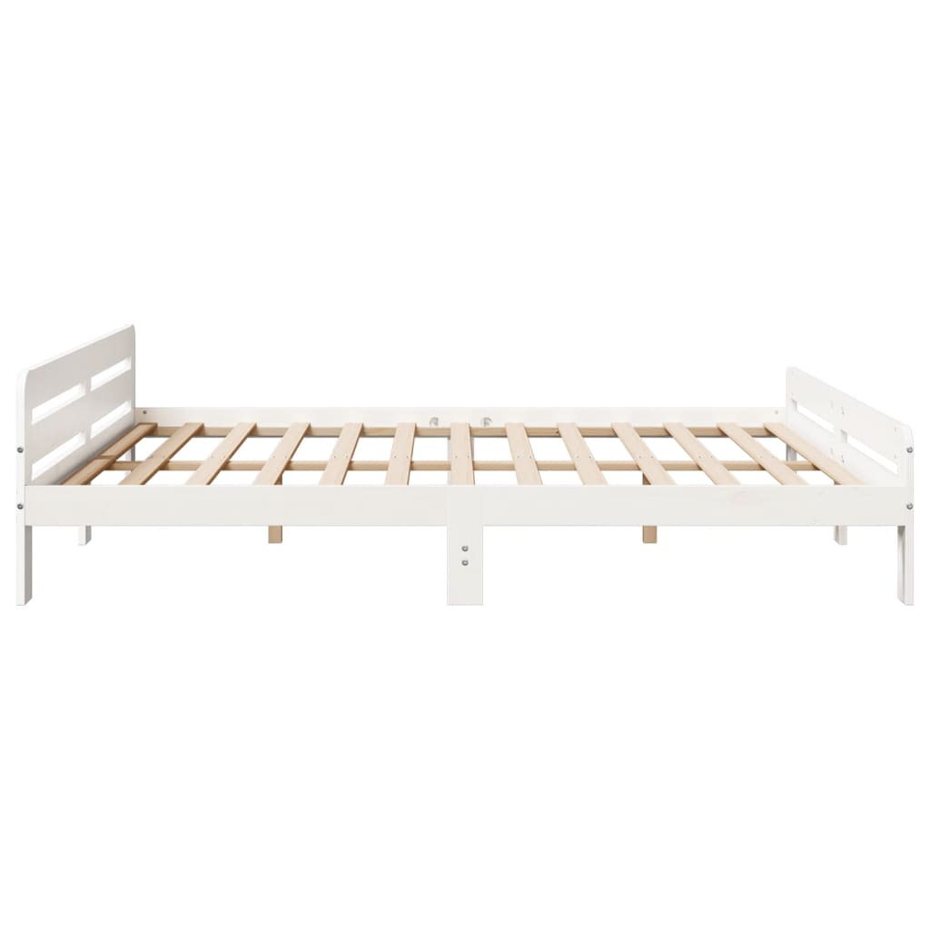 Sengeramme med madrass hvit 200x200 cm heltre furu