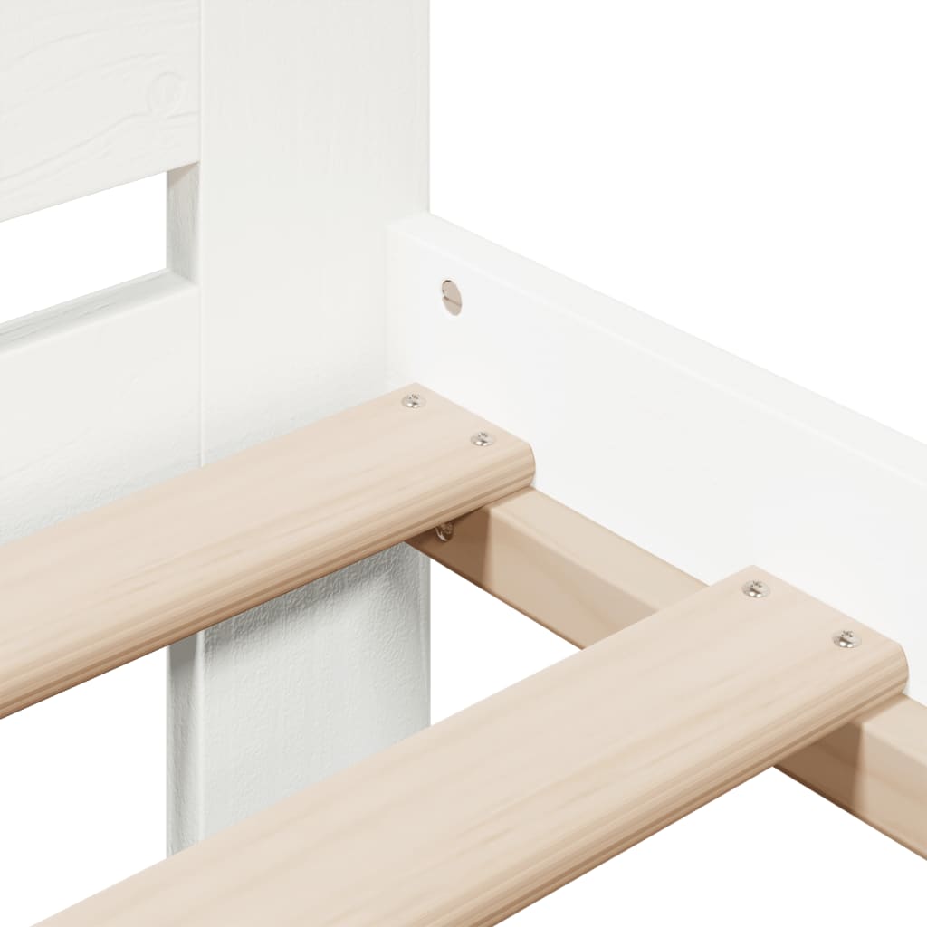 Sengeramme med madrass hvit 200x200 cm heltre furu