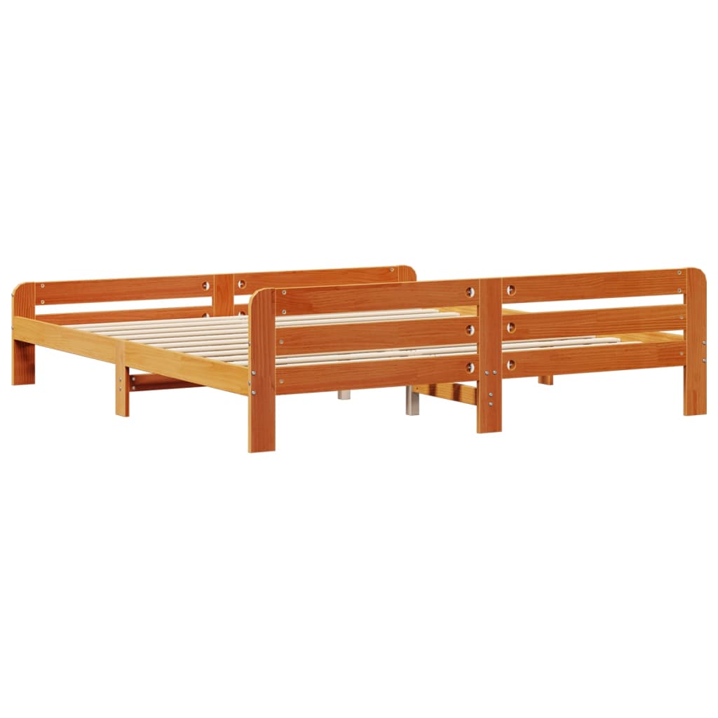 Sengeramme uten madrass voksbrun 180x200 cm heltre furu