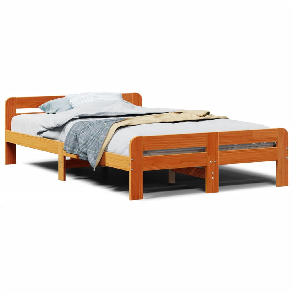 Sengeramme uten madrass brun 135x190 cm heltre furu