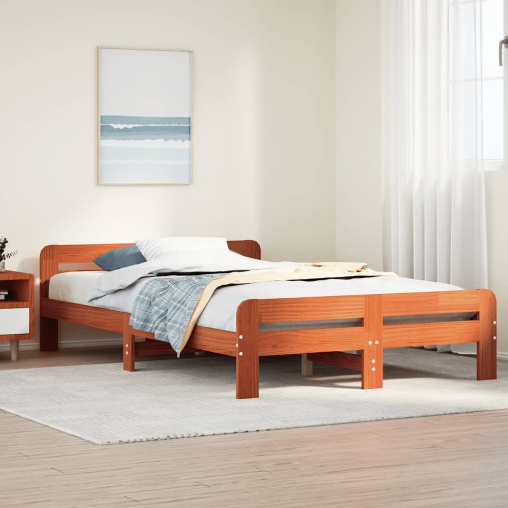 Sengeramme uten madrass brun 135x190 cm heltre furu