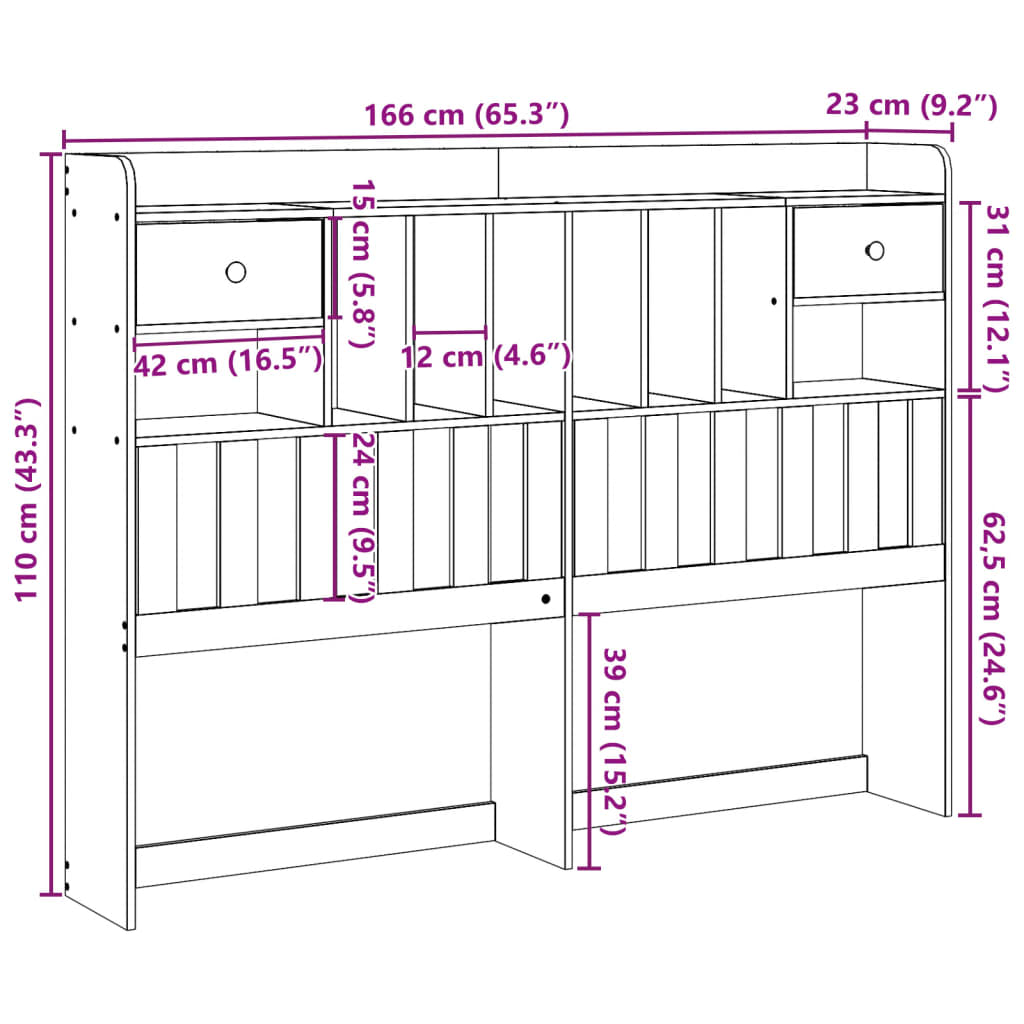 Hodegavl med oppbevaring voksbrun 160 cm heltre furu