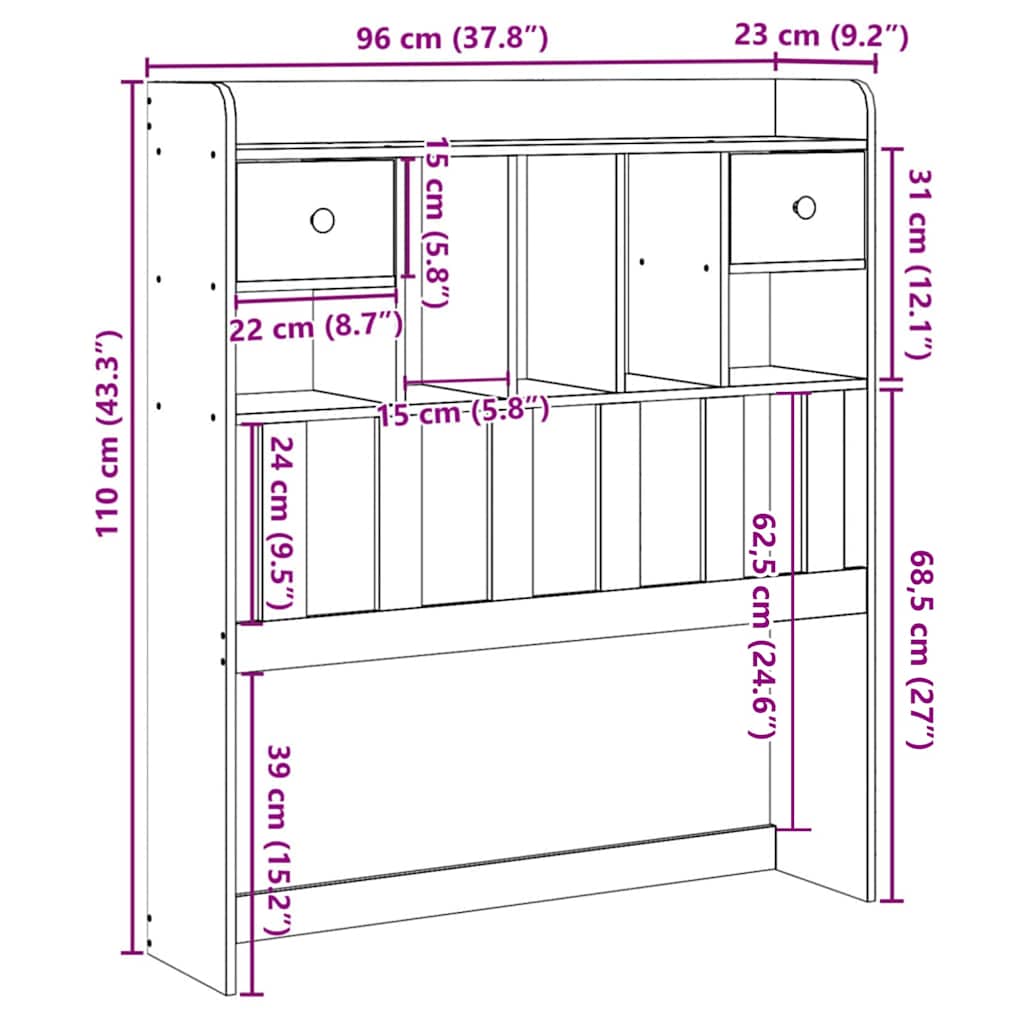 Hodegavl med oppbevaring hvit 90 cm heltre furu