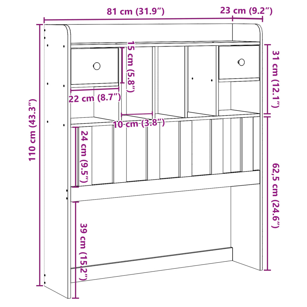 Hodegavl med oppbevaring 75 cm heltre furu