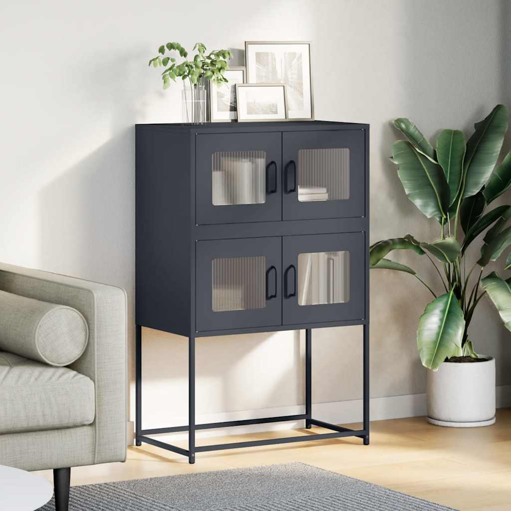 Highboard Antrasitt 68x39x107 cm Stål