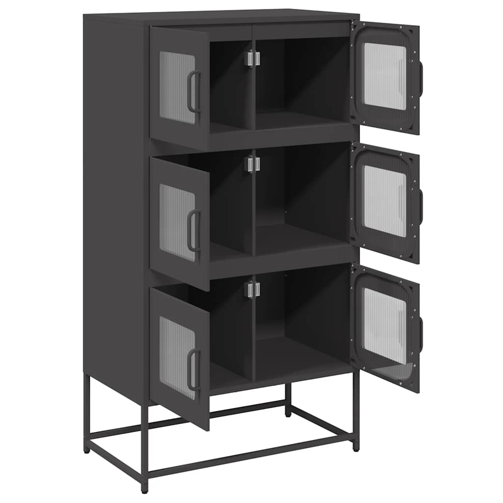 Highboard svart 68x39x123 cm stål