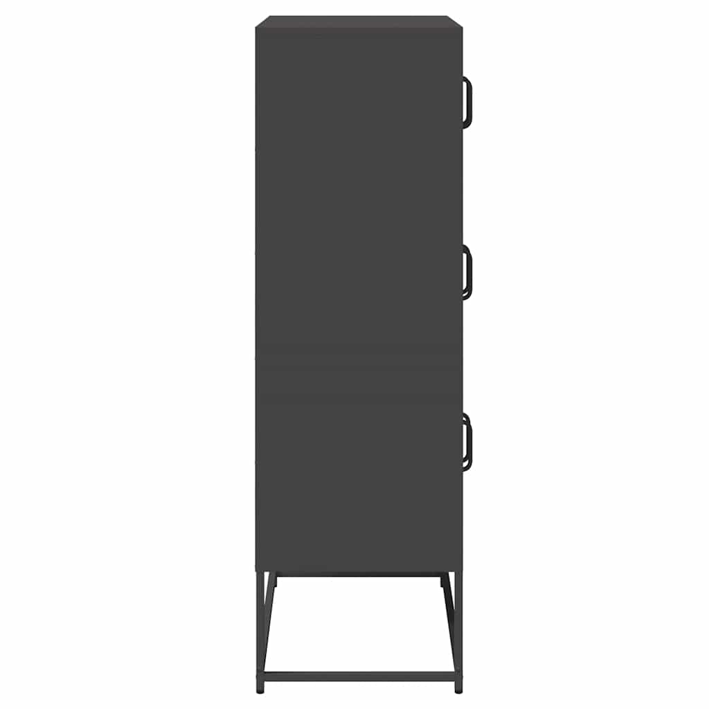 Highboard svart 68x39x123 cm stål