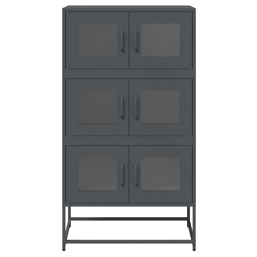 Highboard antrasitt 68x39x123 cm stål