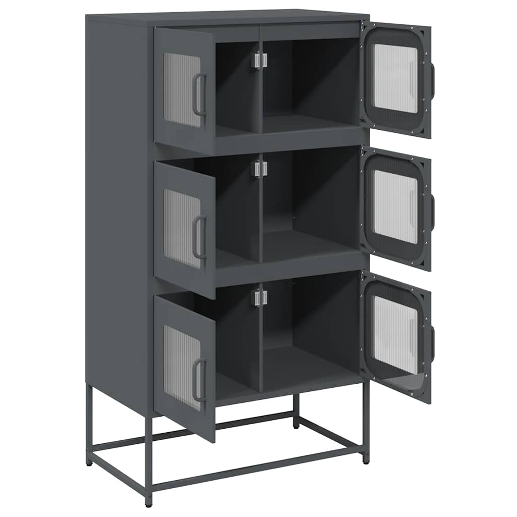 Highboard antrasitt 68x39x123 cm stål