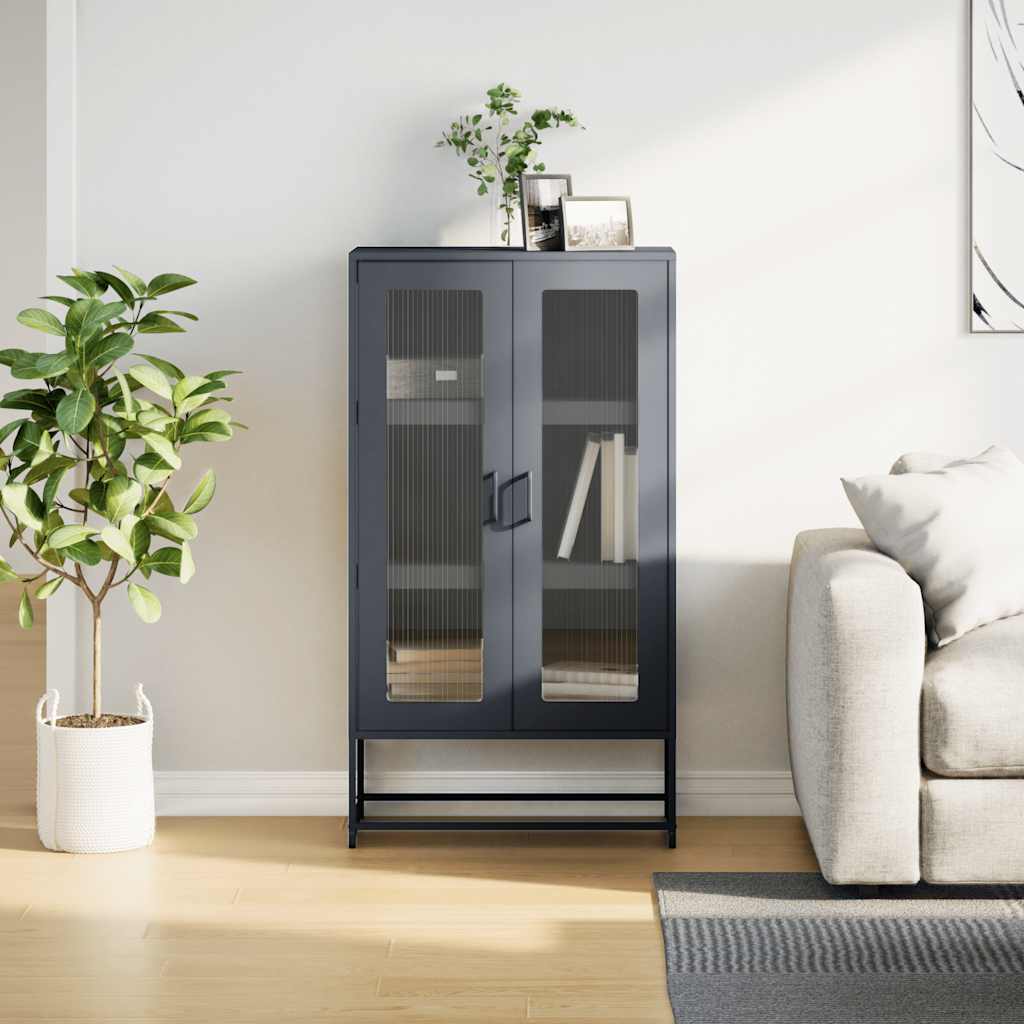 Highboard antrasitt 68x39x123 cm stål