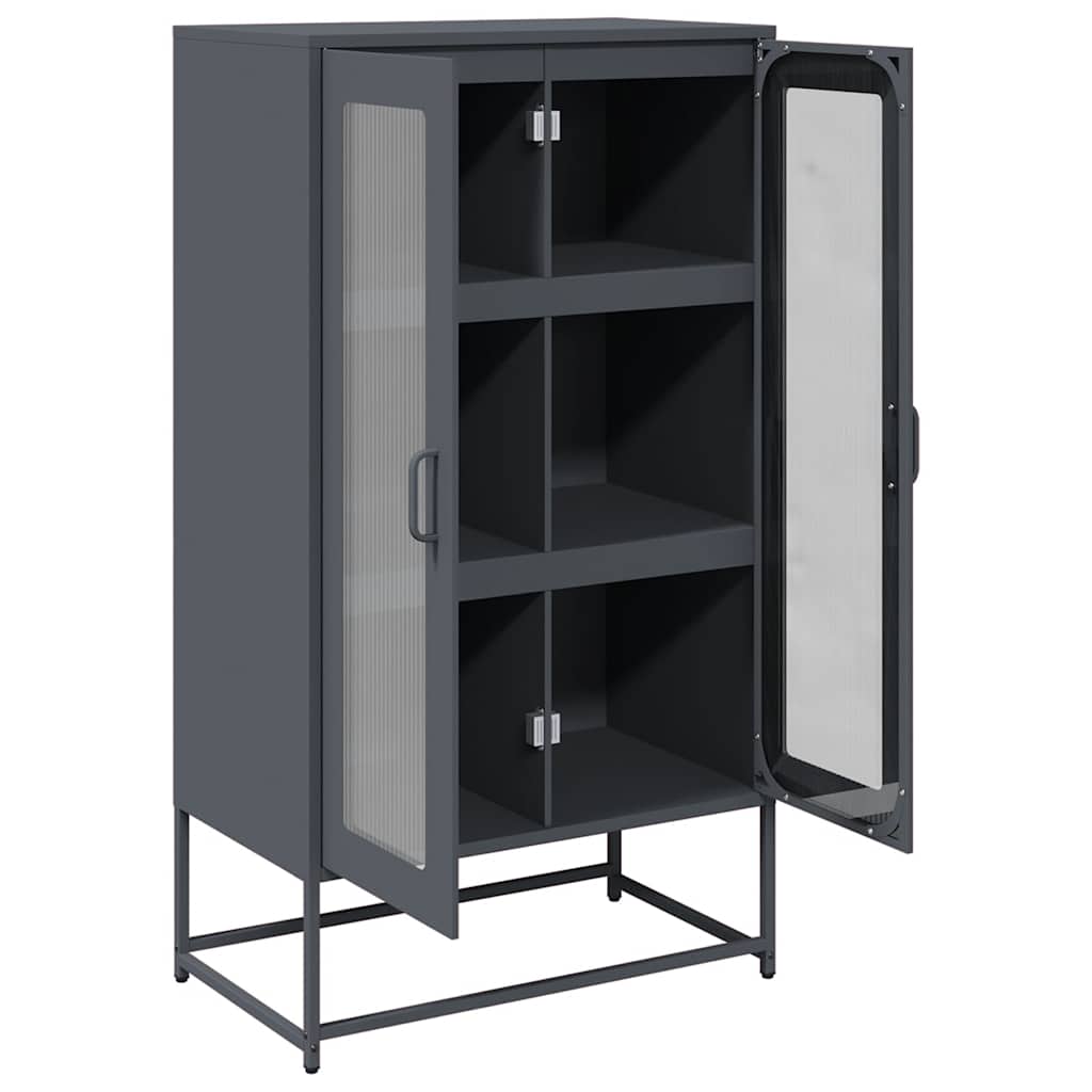 Highboard antrasitt 68x39x123 cm stål