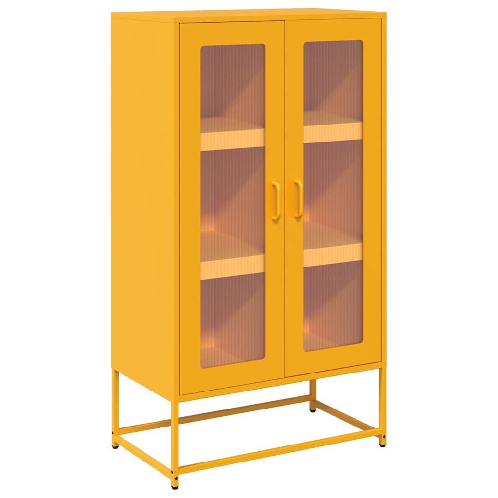 Highboard sennepsgul 68x39x123 cm stål