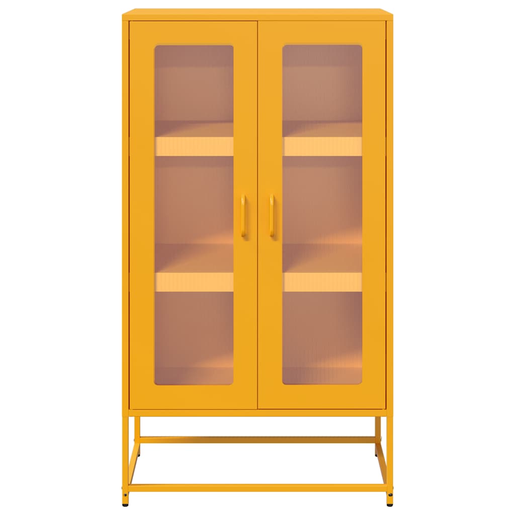 Highboard sennepsgul 68x39x123 cm stål