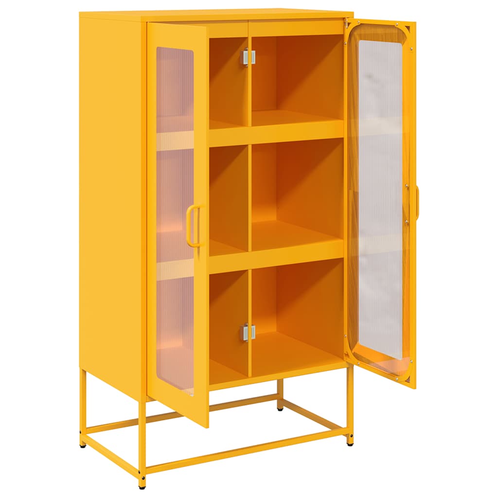 Highboard sennepsgul 68x39x123 cm stål