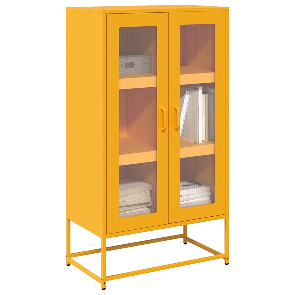 Highboard sennepsgul 68x39x123 cm stål