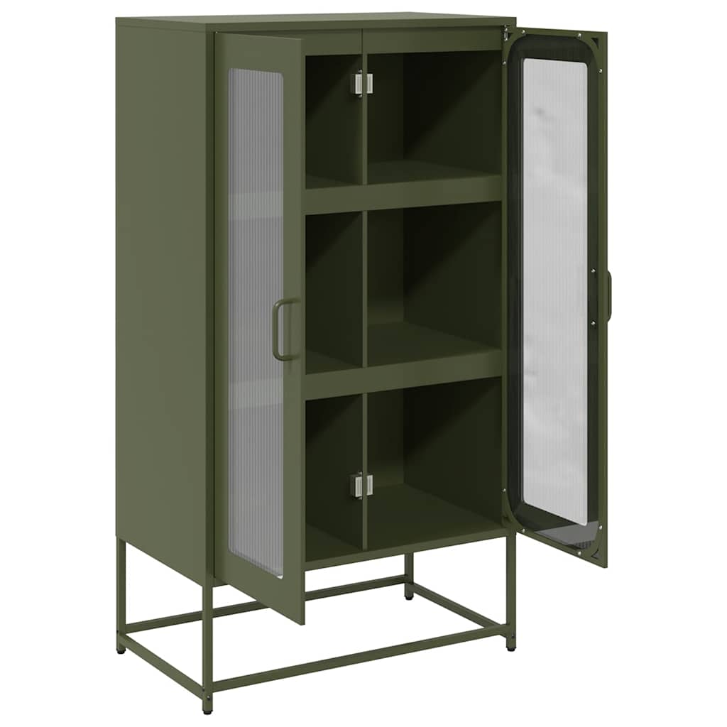 Highboard olivengrønn 68x39x123 cm stål