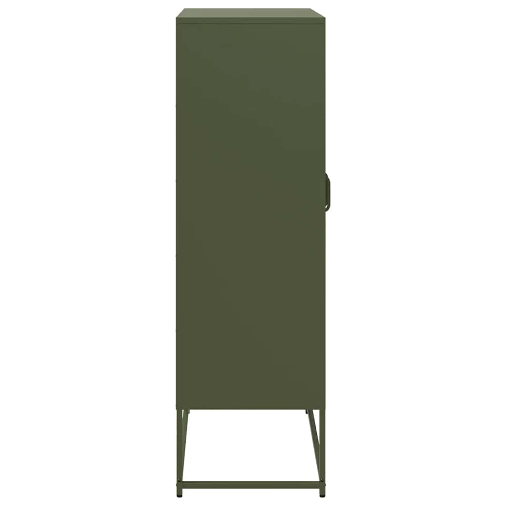 Highboard olivengrønn 68x39x123 cm stål