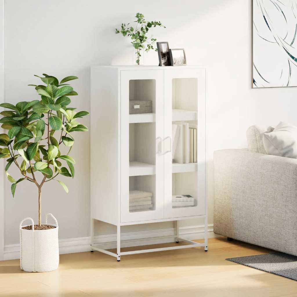 Highboard hvit 68x39x123 cm stål