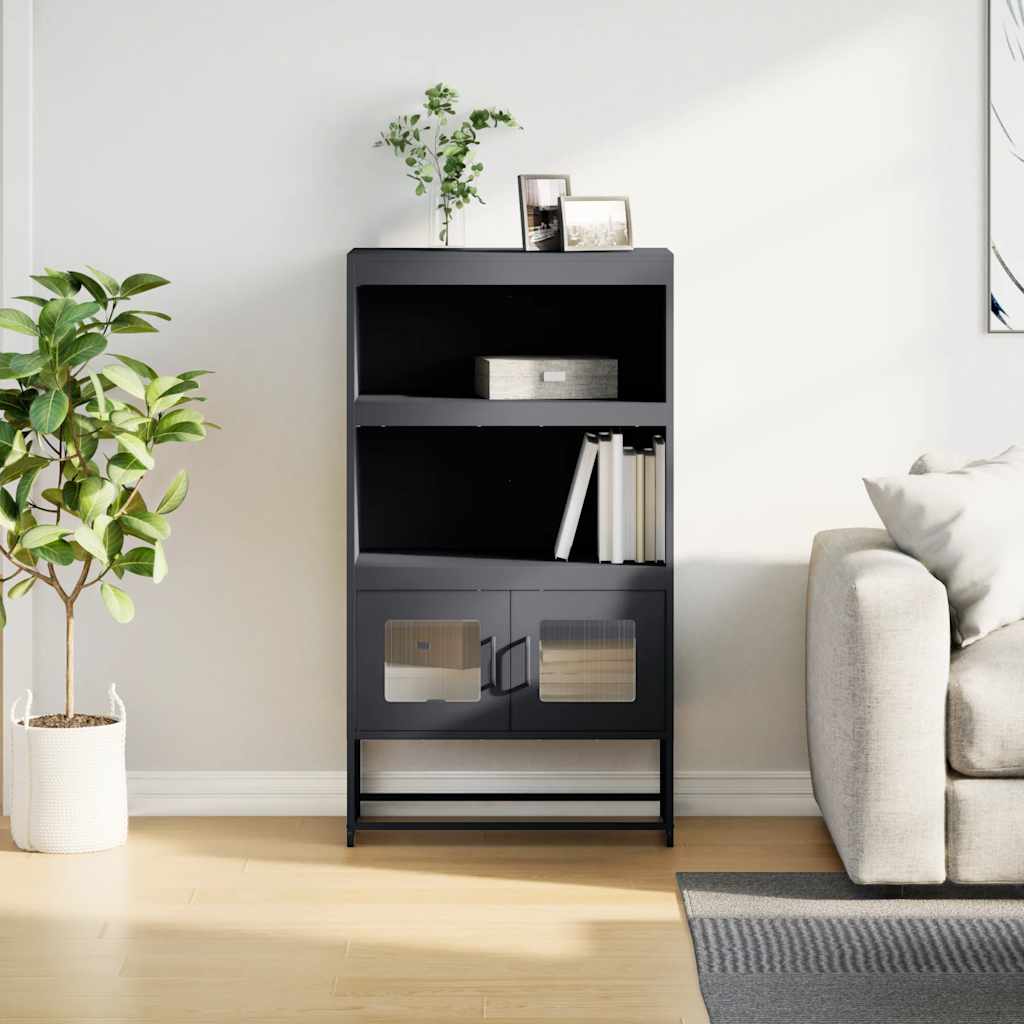 Highboard antrasitt 68x39x123 cm stål