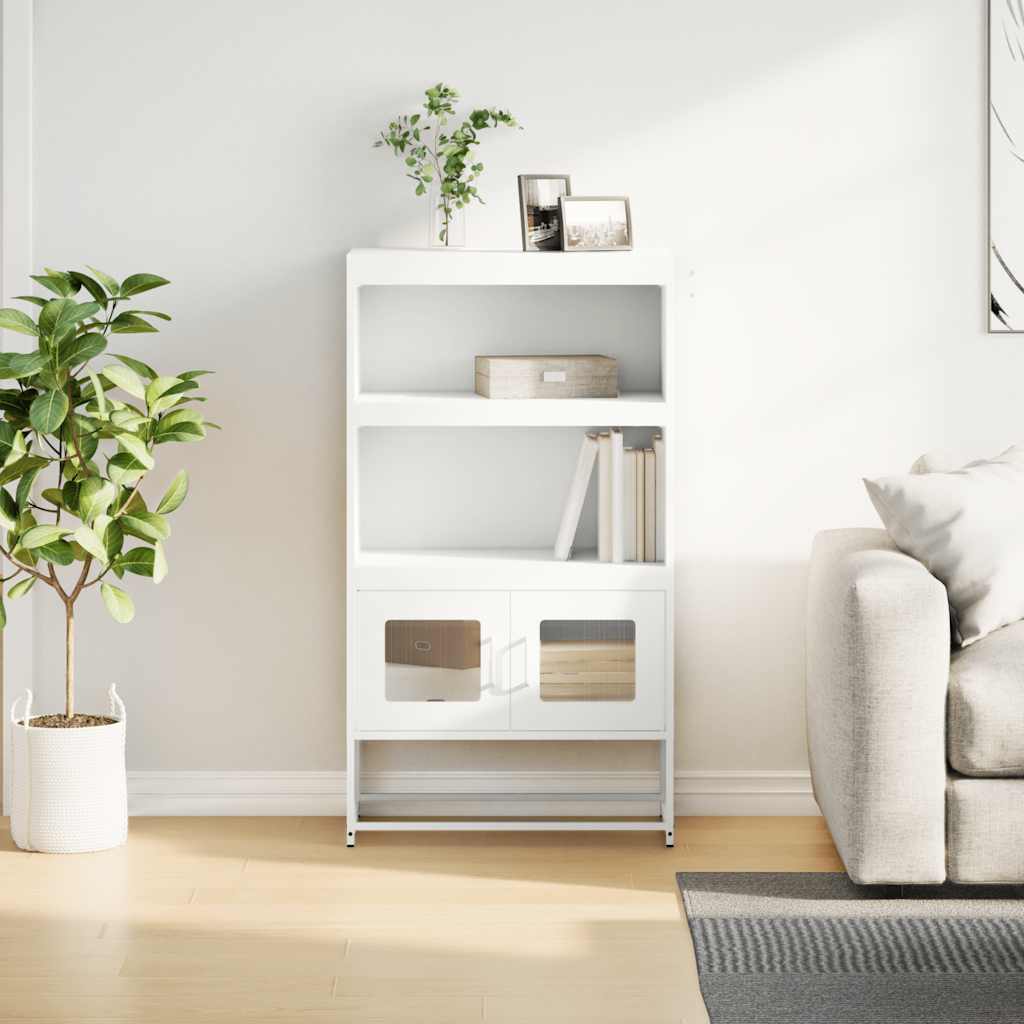 Highboard hvit 68x39x123 cm stål