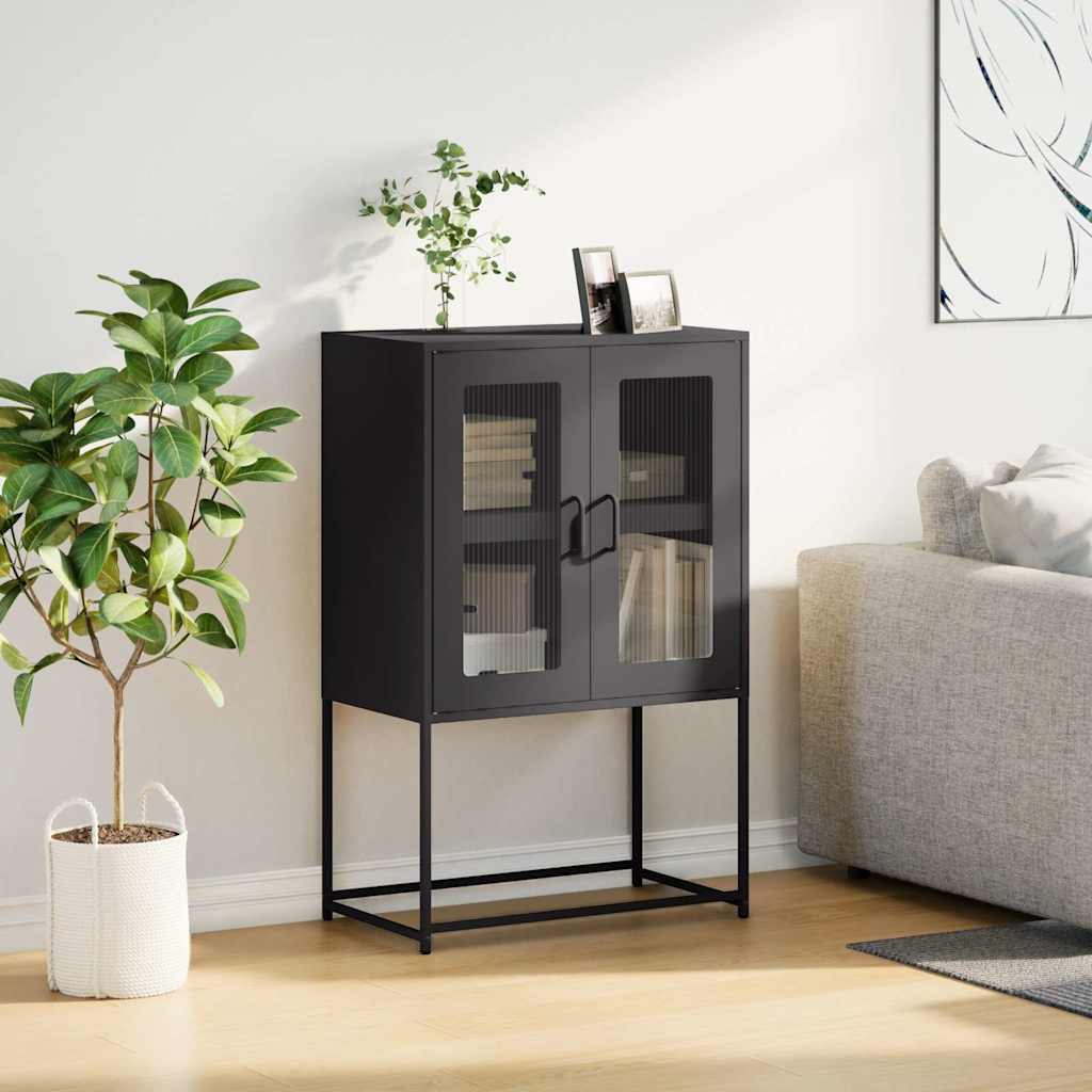 Highboard Sort 68x39x107 cm Stål