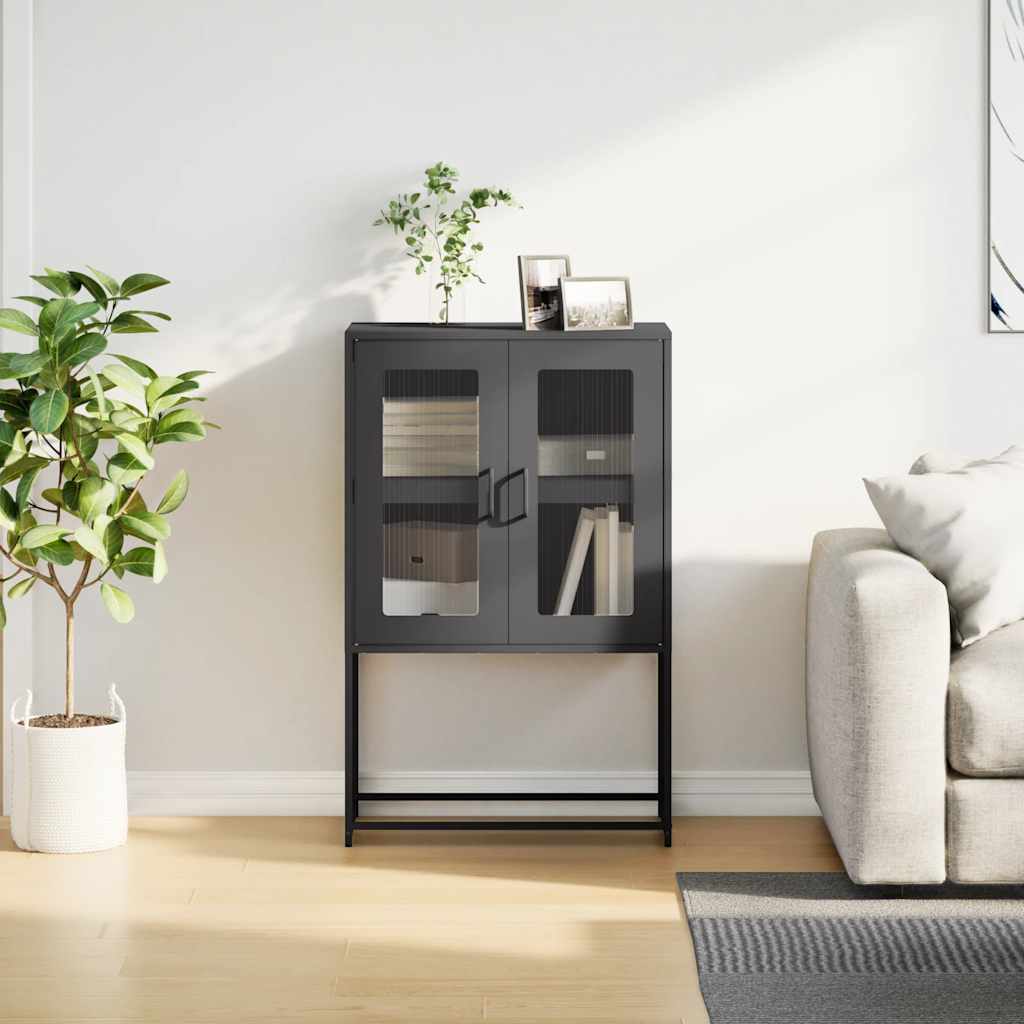 Highboard Sort 68x39x107 cm Stål