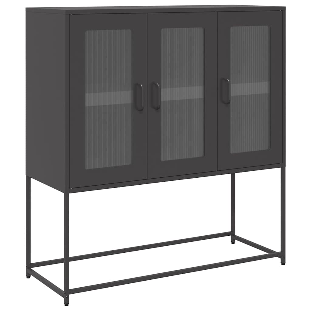 Skjenk svart 100,5x39x107 cm kaldvalset stål