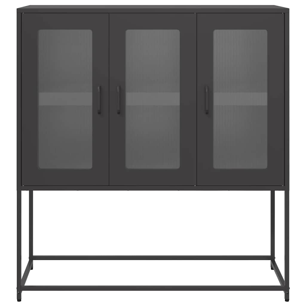 Skjenk svart 100,5x39x107 cm kaldvalset stål