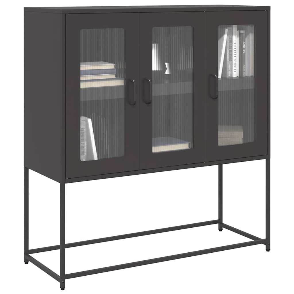 Skjenk svart 100,5x39x107 cm kaldvalset stål