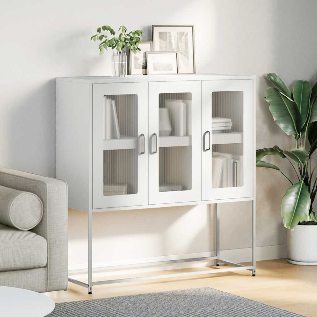 Skjenk hvit 100,5x39x107 cm kaldvalset stål