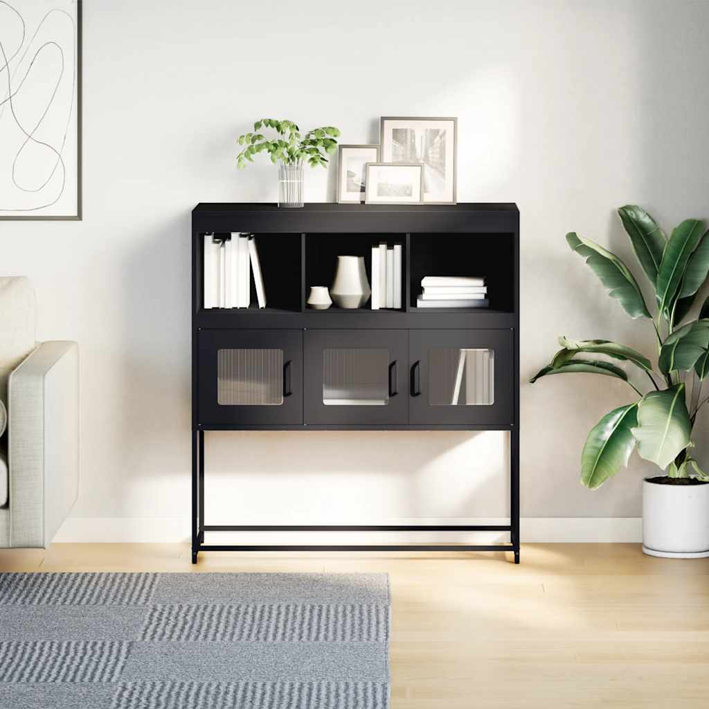 Skjenk svart 100,5x39x107 cm kaldvalset stål