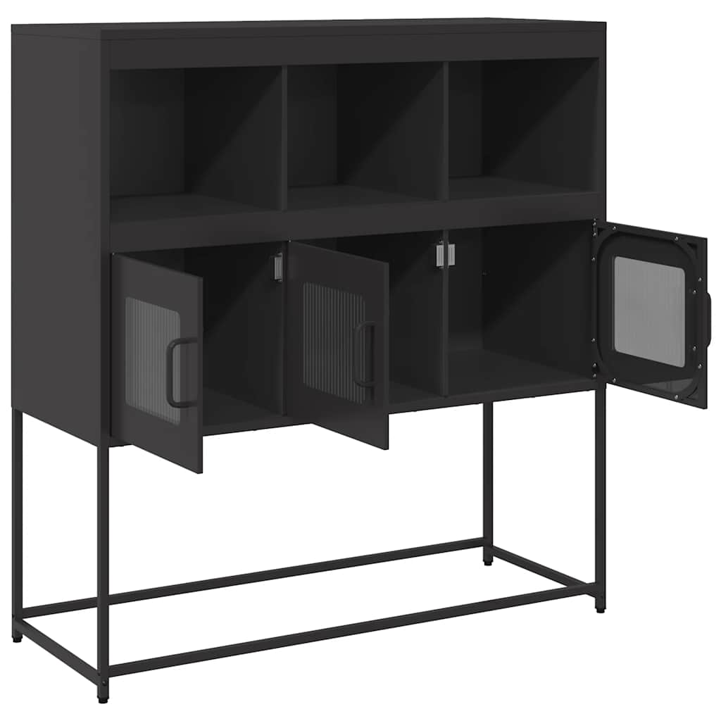 Skjenk svart 100,5x39x107 cm kaldvalset stål