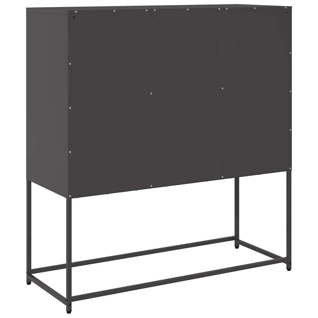 Skjenk svart 100,5x39x107 cm kaldvalset stål