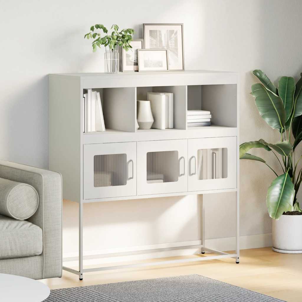 Skjenk hvit 100,5x39x107 cm kaldvalset stål
