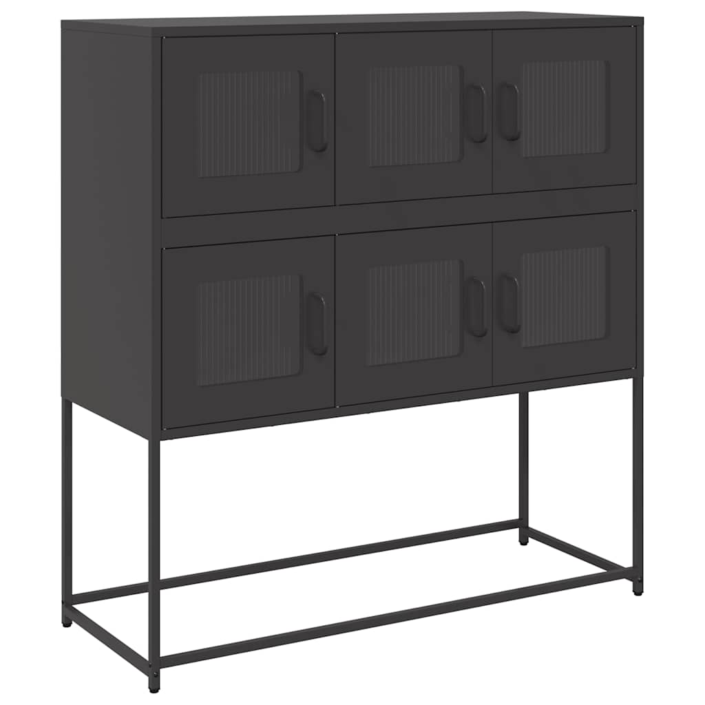 Skjenk svart 100,5x39x107 cm kaldvalset stål