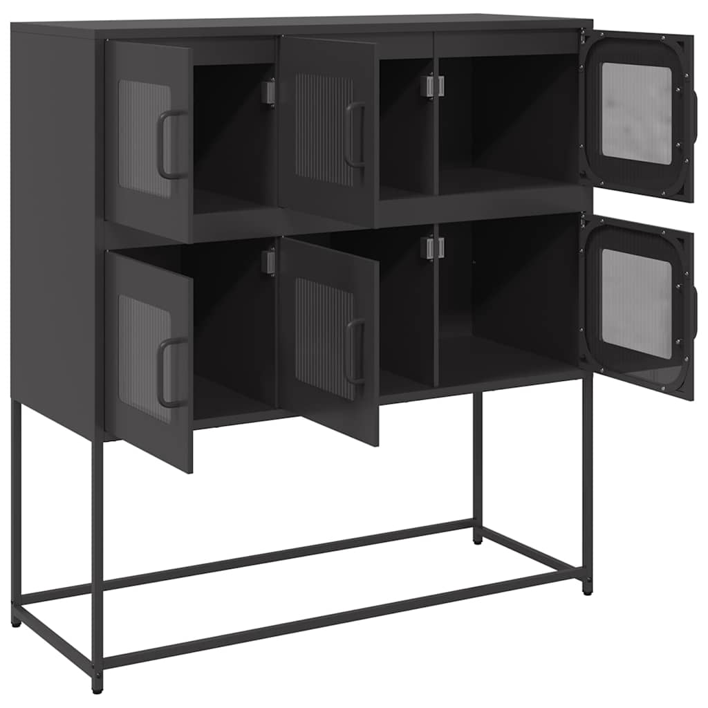 Skjenk svart 100,5x39x107 cm kaldvalset stål