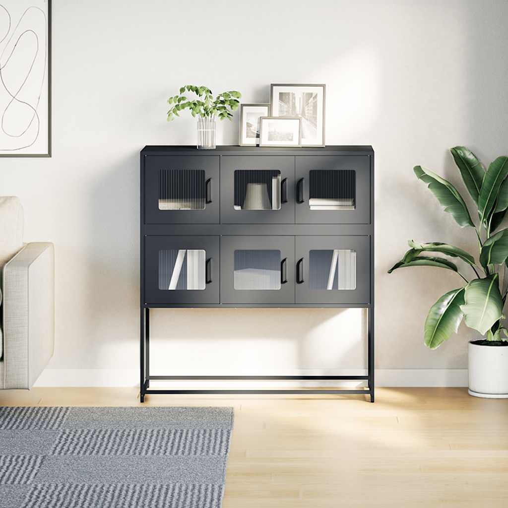 Skjenk antrasitt 100,5x39x107 cm kaldvalset stål