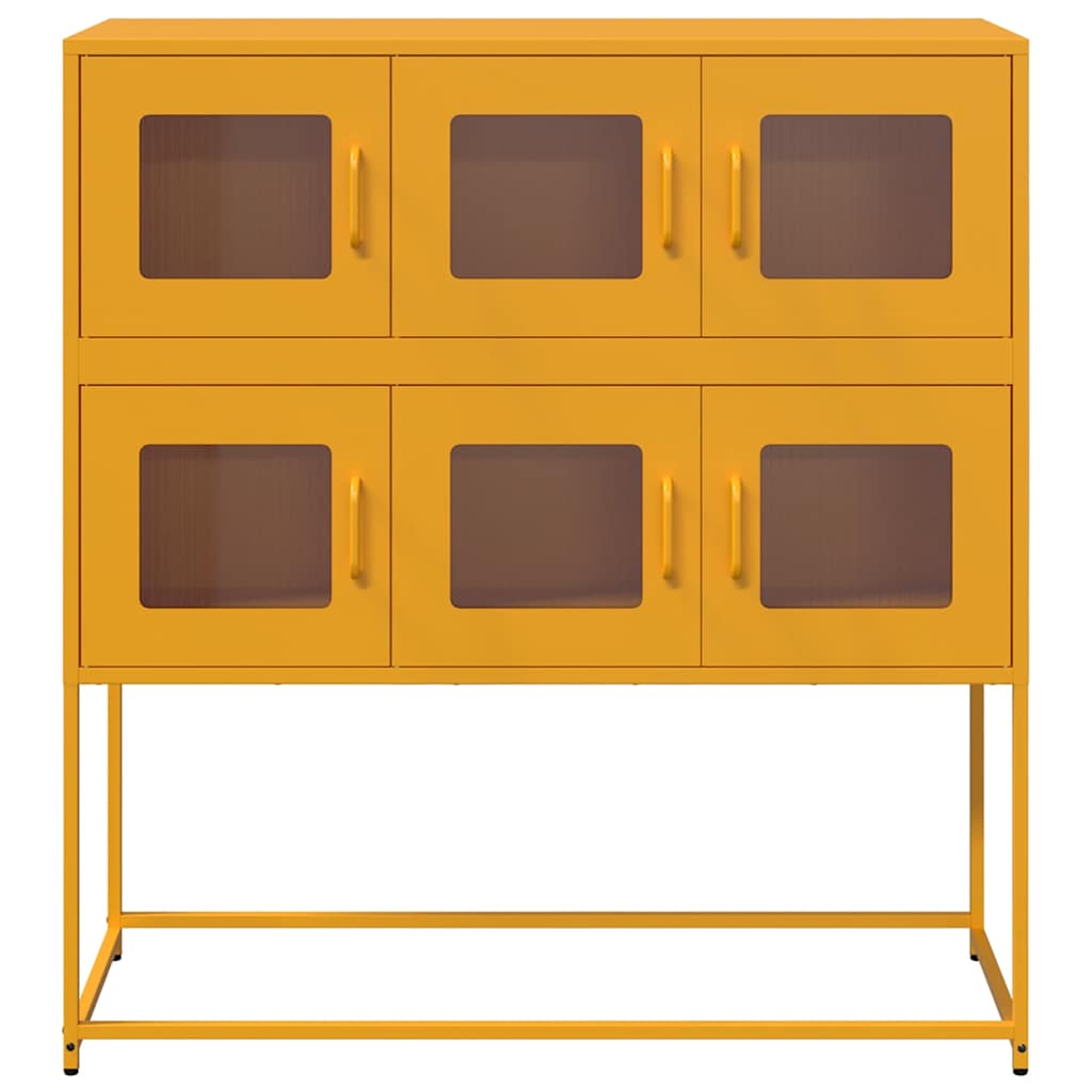 Skjenk sennepsgul 100,5x39x107 cm kaldvalset stål