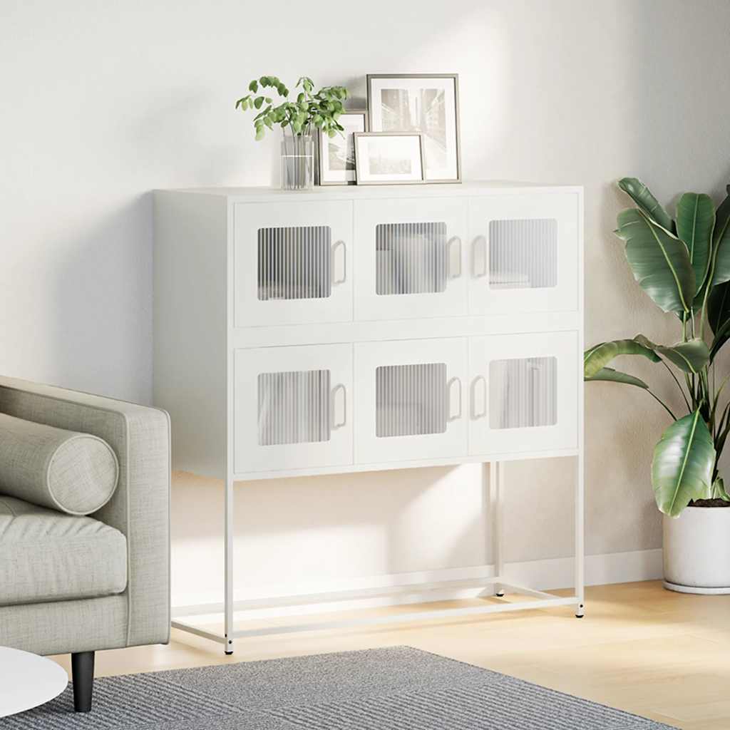 Skjenk hvit 100,5x39x107 cm kaldvalset stål