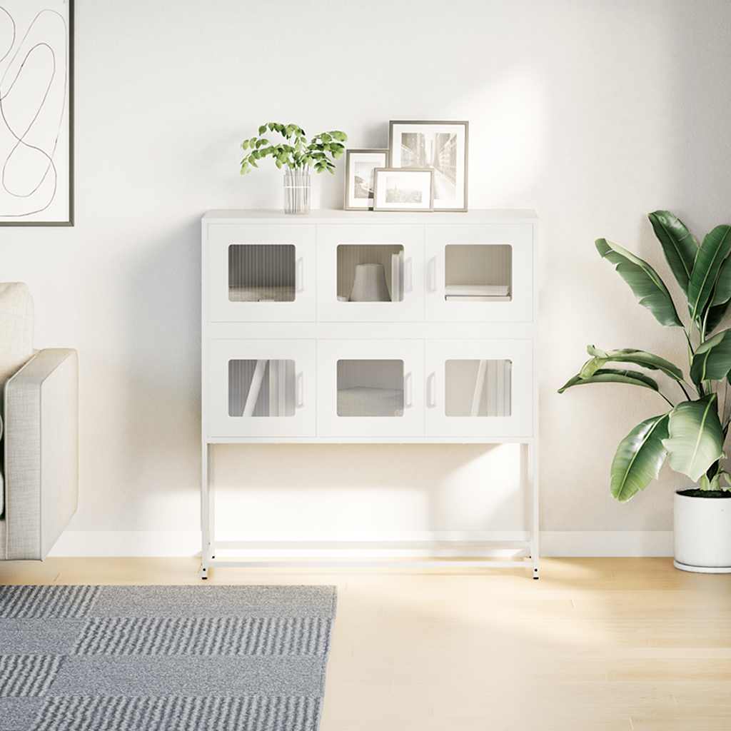 Skjenk hvit 100,5x39x107 cm kaldvalset stål