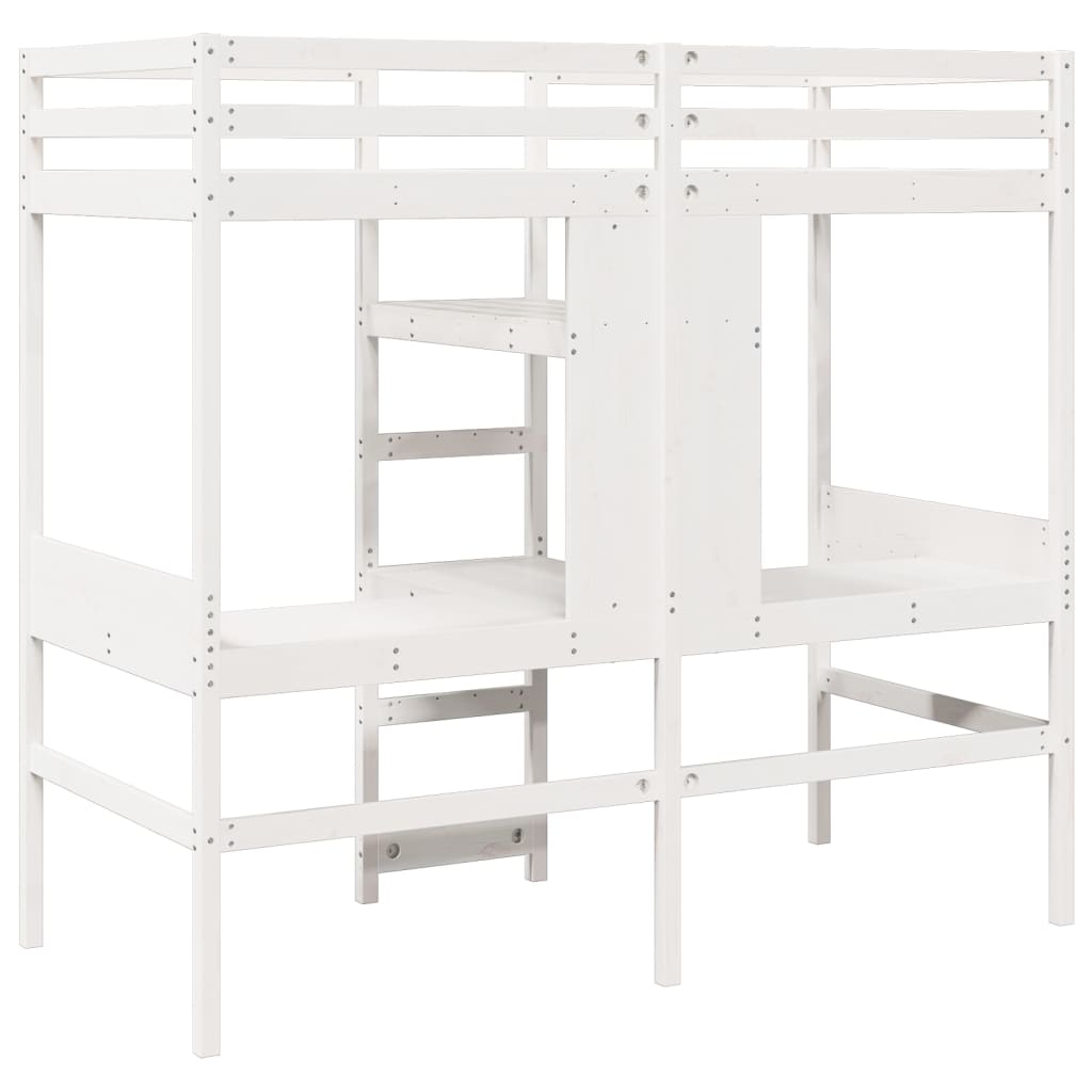 Ramme for loftseng uten madrass hvit 80x200 cm heltre furu