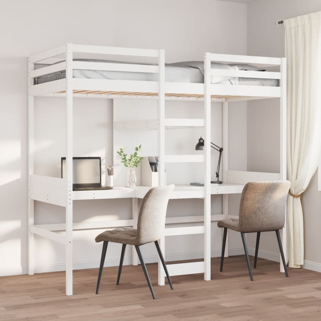 Ramme for loftseng uten madrass hvit 80x200 cm heltre furu