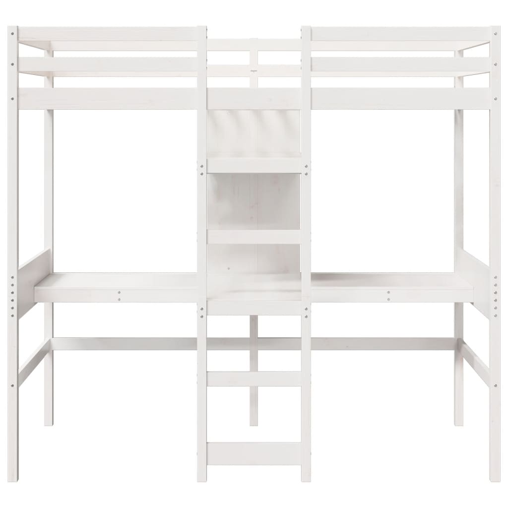 Ramme for loftseng uten madrass hvit 90x190 cm heltre furu