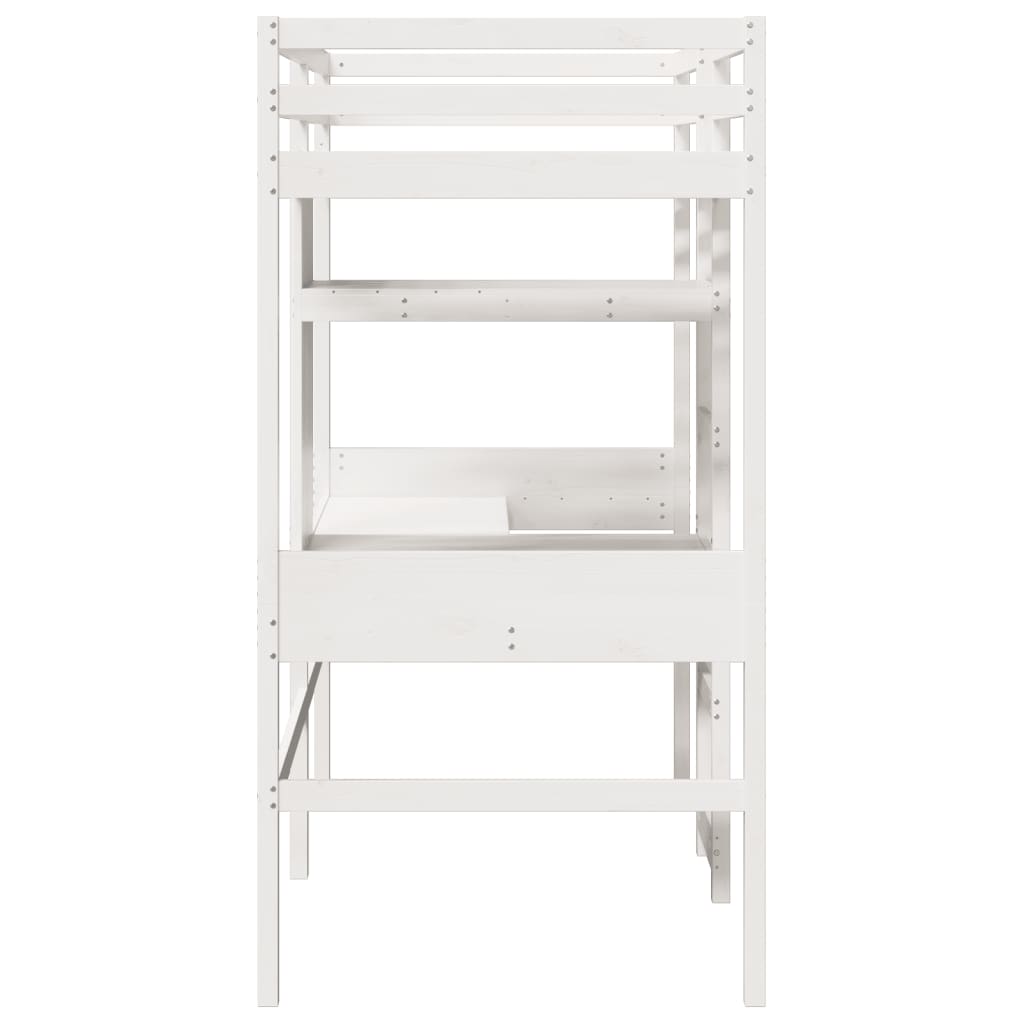 Ramme for loftseng uten madrass hvit 90x190 cm heltre furu